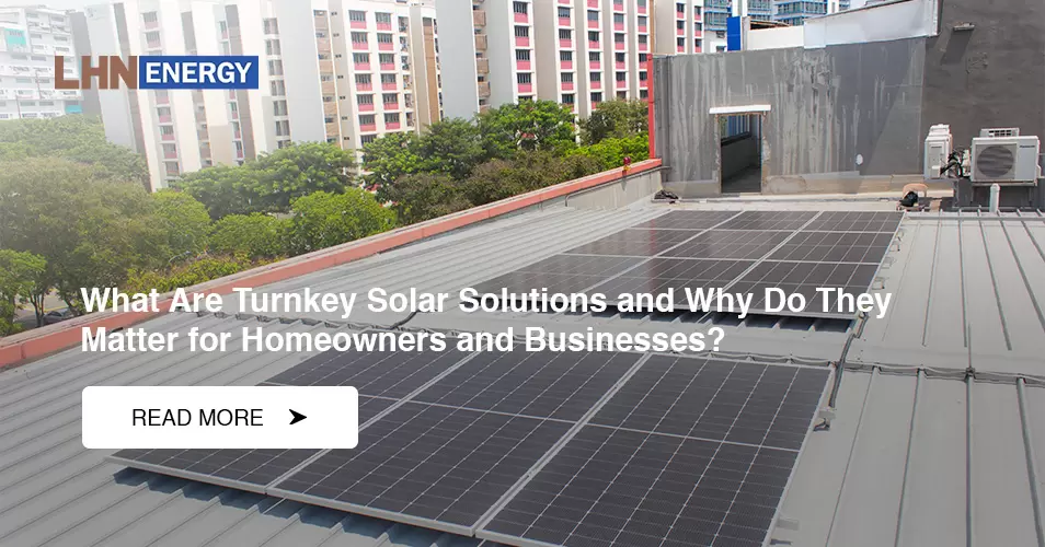 Turnkey solar panels installed on a commercial building rooftop.