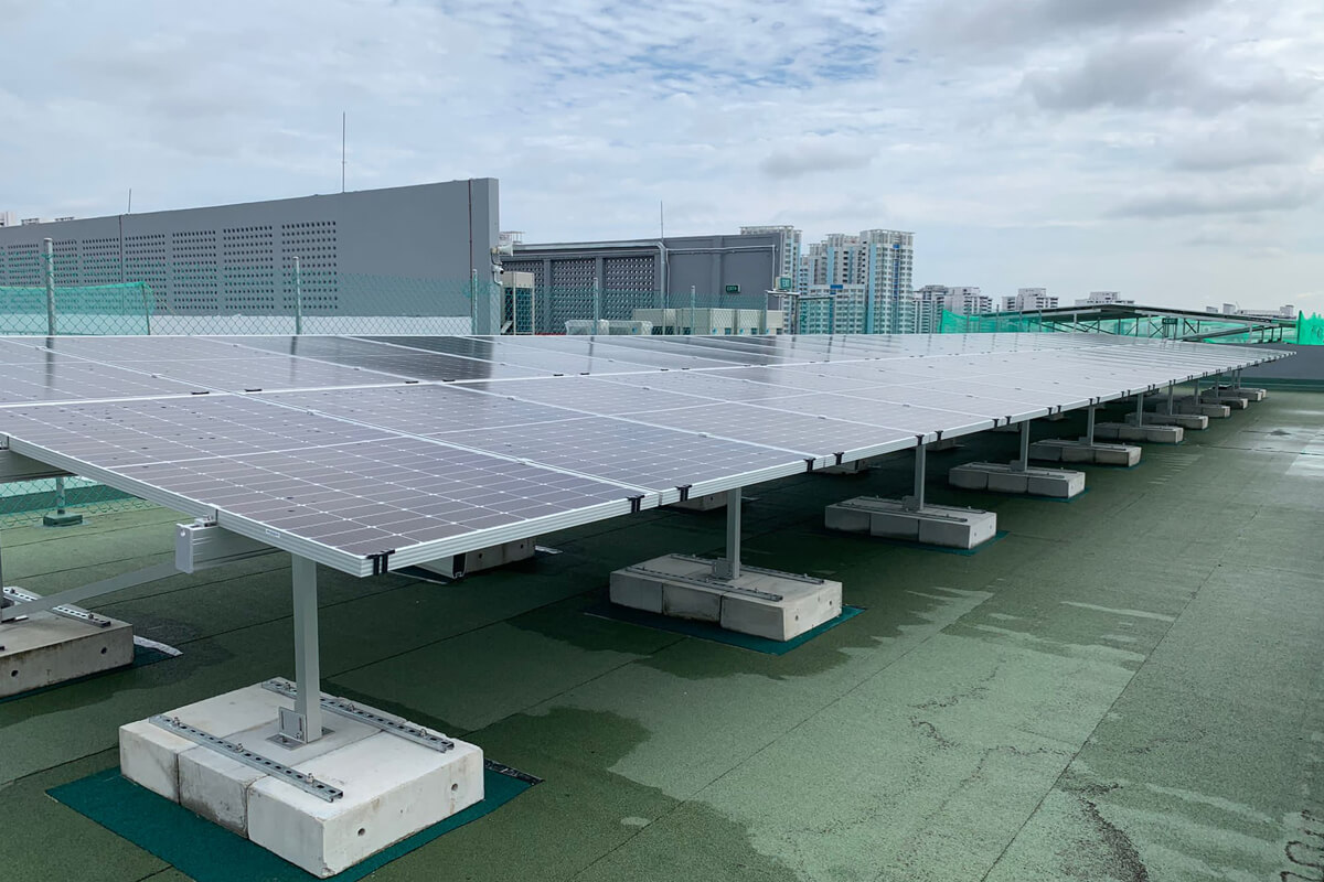 Solar panel installation on reinforced concrete