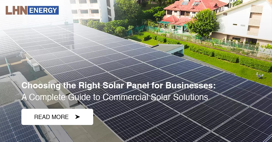 Commercial rooftop solar panels with text