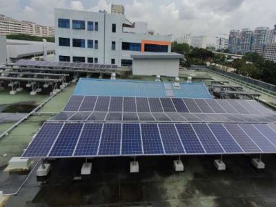 roof with 4 row of solar panels